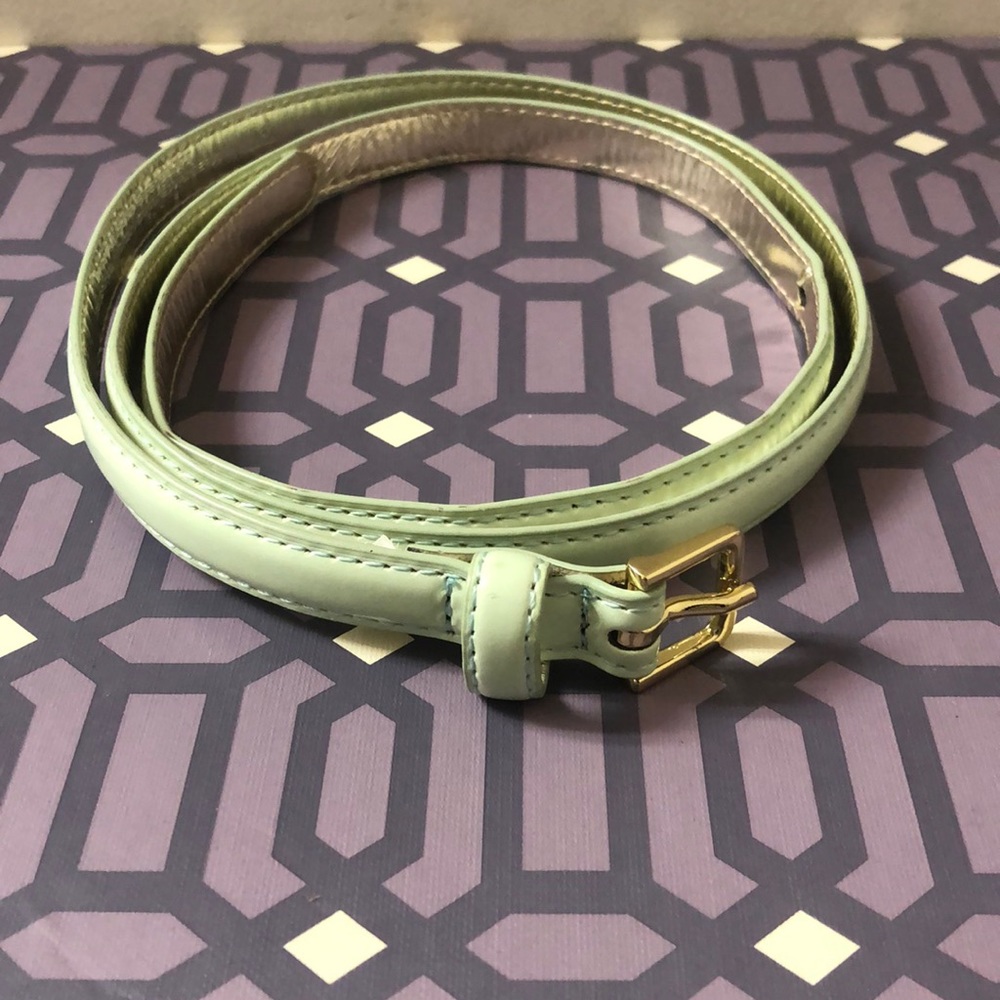 Mint green patent leather belt